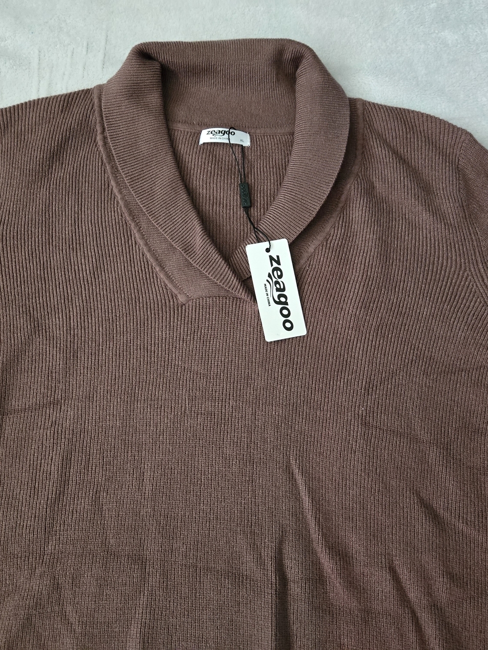 zeagoo Womenโs V-Neck Shawl Collar Sweater - Mauve